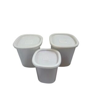 Rubbermaid Servin Saver Canister Set 3pc Almond Vintage Square Food Storage